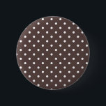 Schokolade-Polka-Dot Button<br><div class="desc">Lustige schokoladenfarbene Produkte,  die die Sinne verführen.   Sie sehen köstlich genug aus,  um einen Biss aus,  aber wir würden niemandem empfehlen,  sie tatsächlich zu probieren!   Diese Produkte sind alle eine leere Leinwand gewartet für Ihre Texte und Bilder.   Was sind Sie also gewartet?  Viel Spaß!</div>