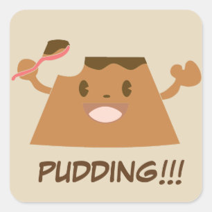 Schokolade PUDDING!! Niedlich Kawaii Quadratischer Aufkleber