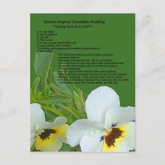 Schokolade Pudding Rezept Postkarte (Vorderseite)