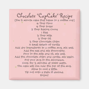 Schokolade "Schalen-Kuchen" in einem Tassen-Rezept Magnet