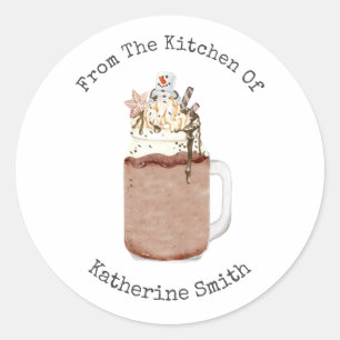 Schokolade Schneemannshake aus der Küche von Runder Aufkleber