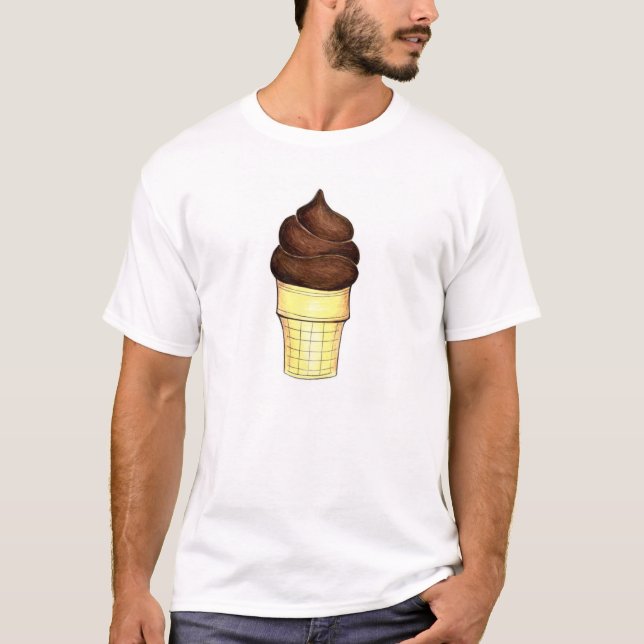 Schokolade Soft Serve Ice Cream Cone Tee Shirt (Vorderseite)