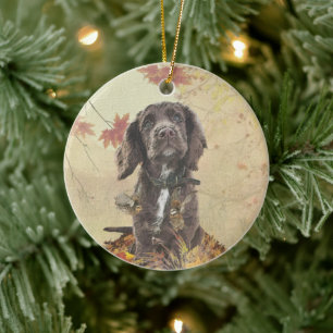 Schokolade-Spaniel-Welpe Keramik Ornament