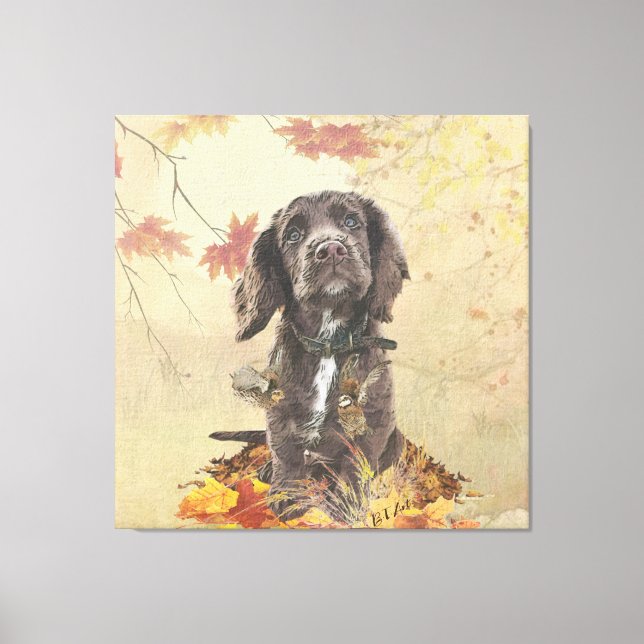 Schokolade-Spaniel-Welpe Leinwanddruck (Vorderseite)