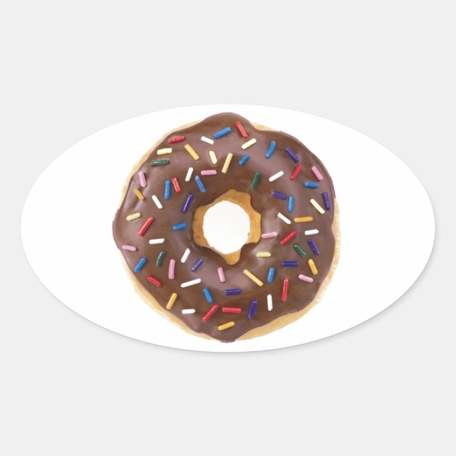 Schokolade Sprinkle Doughnut Ovaler Aufkleber (Vorderseite)
