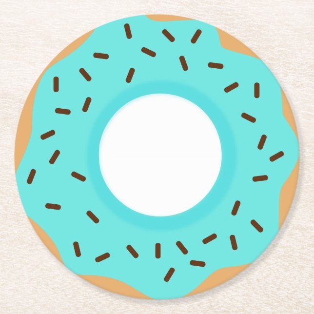 Schokolade Sprinkles Blue Donut Runder Pappuntersetzer (Vorderseite)