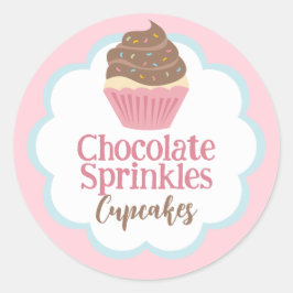 Schokolade Sprinkles Cupcake Scallop-Etikett Runder Aufkleber