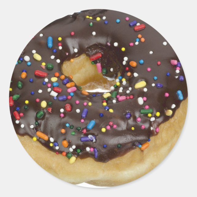 Schokolade Sprinkles Donut Feinschmecker Dessert S Runder Aufkleber (Vorderseite)