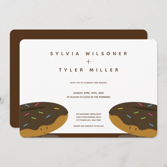 Schokolade Sprinkles Hochzeitsbrown Einladung (Vorne/Hinten)