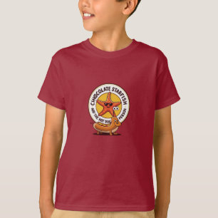 Schokolade Starfish and Hot Dog Cartoon T - Shirt