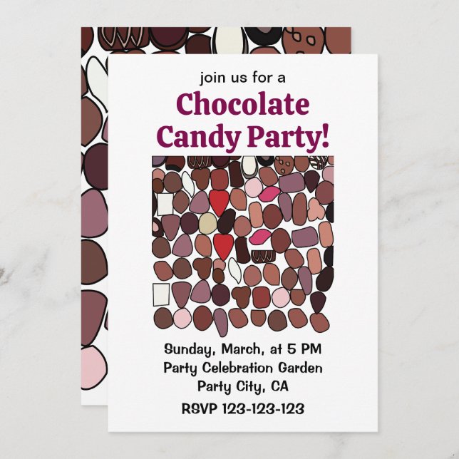 Schokolade Süßwaren Süßwaren Feiern Party Einladung (Vorne/Hinten)