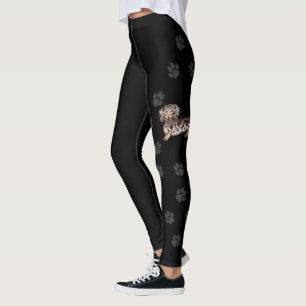 Schokolade & Tan Daple Long Hair Dackel & Paws Leggings