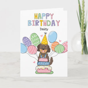 Schokolade Tan Goldendoodle Hund Happy Birthday Ca Karte