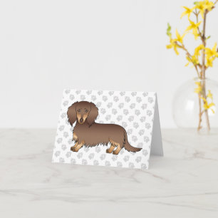 Schokolade & Tan Lange Haare Dackel Hund & Pfoten Karte