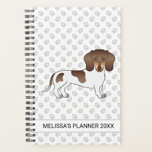 Schokolade & Tan Pied Kurzhaar Dachshund & Text Planer