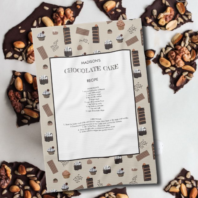 Schokolade Thema Schokolade Rezept Keepake Geschirrtuch (Chocolate Theme Chocolate Recipe Keepsake Kitchen Towel)