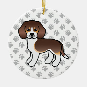 Schokolade Tricolor Beagle Hund Cartoon Illustrati Keramik Ornament