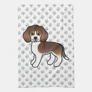 Schokolade Tricolor Beagle Niedlich Cartoon Dog Geschirrtuch