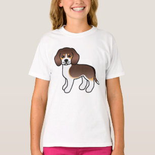 Schokolade Tricolor Niedlicher Cartoon Beagle Rass T-Shirt