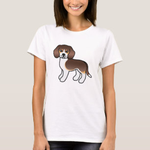 Schokolade Tricolor Niedlicher Cartoon Beagle Rass T-Shirt
