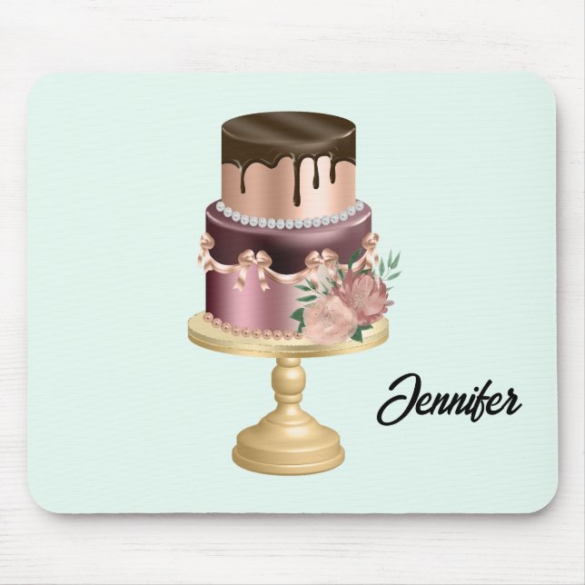 Schokolade Tropfen und Rose Gold Luxus Cake Mousepad (Vorne)