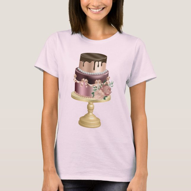 Schokolade Tropfen und Rose Gold Luxus Cake T-Shirt (Vorderseite)