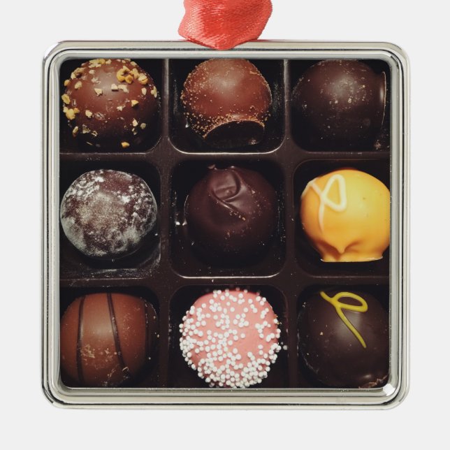 Schokolade Truffles Foto Silbernes Ornament (Vorne)