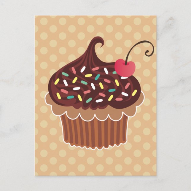 Schokolade und Cherry Cupcake Postkarte (Vorderseite)