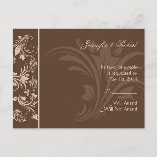 Schokolade und creme-florale Scroll UAWG Postkarte (Vorderseite)
