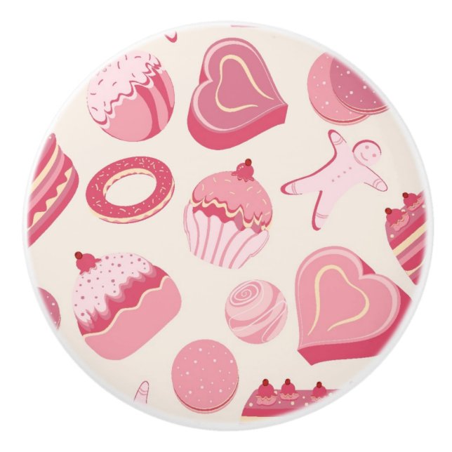 Schokolade und Gebäck Muster 2 Keramikknauf (Vorderseite)