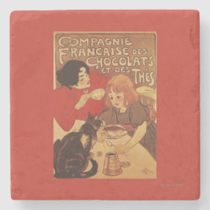 Schokolade und Mutter und Tochter des Tee-Co Steinuntersetzer