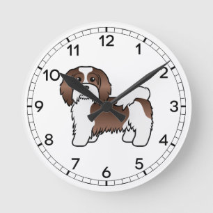 Schokolade und Niedlicher Havanese-Cartoon-Hund Runde Wanduhr