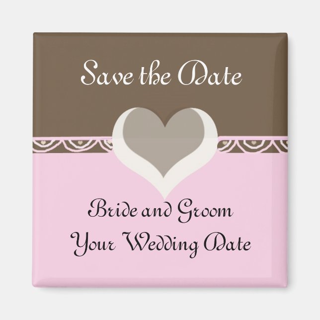 Schokolade und Rosa Save the Date Magnet (Vorne)