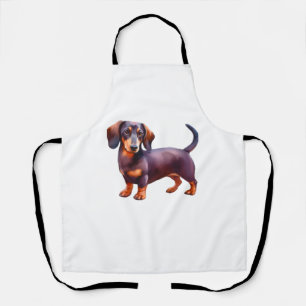 Schokolade und Tan Cream Dachshund Malerei - Wein Schürze