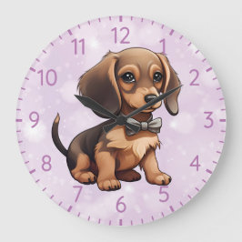 Schokolade und Tan Dackel Große Wanduhr