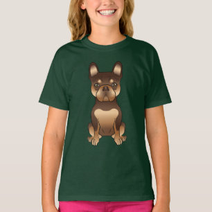 Schokolade und Tan French Bulldog Niedlicher Carto T-Shirt