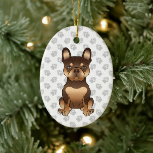 Schokolade und Tan French Bulldog Niedlicher Hund  Keramik Ornament