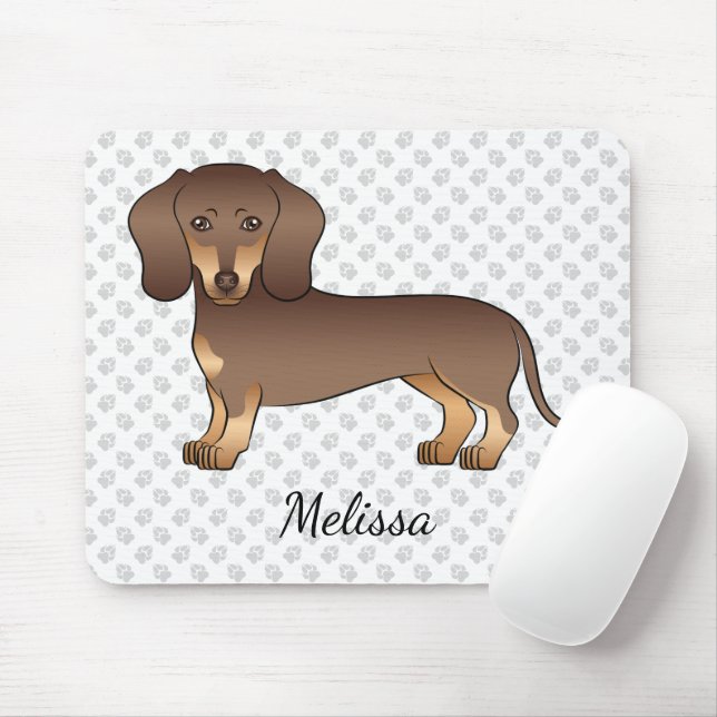 Schokolade und Tan Kurz Haare Dackel & Name Mousepad (Mit Mouse)