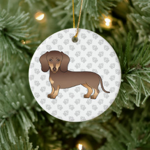 Schokolade und Tan Kurze Haare Dackel Cartoon Hund Keramik Ornament