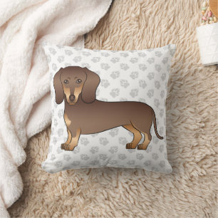 Schokolade und Tan Kurze Haare Dackel & Paws Kissen