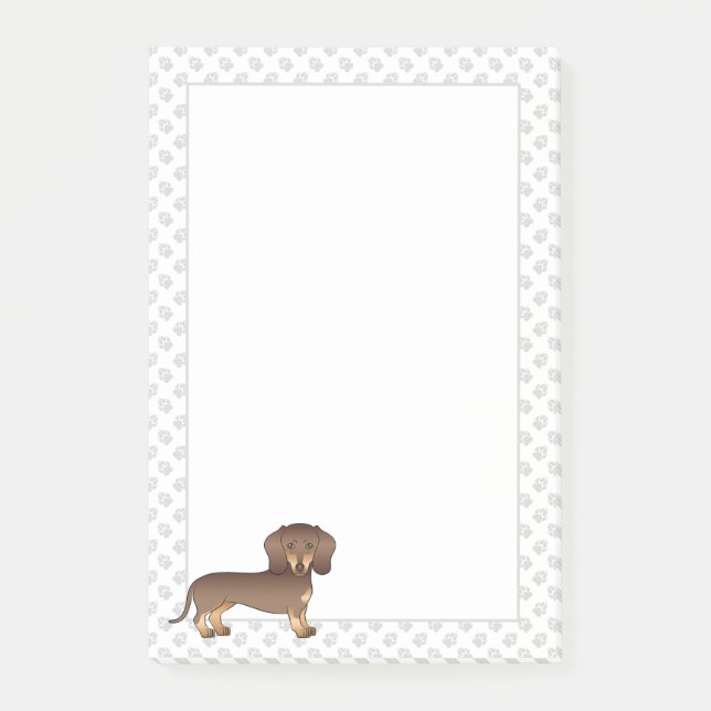 Schokolade und Tan Kurze Haare Dackel & Paws Post-it Klebezettel (Vorderseite)