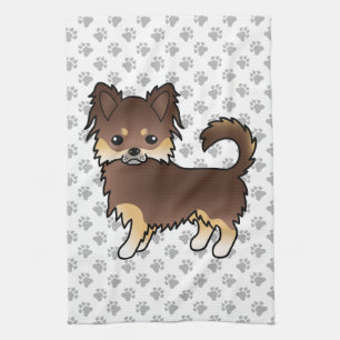 Schokolade und Tan-Langcoat Chihuahua Hunde und Pa Geschirrtuch