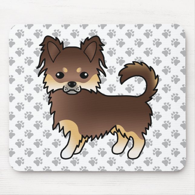 Schokolade und Tan-Langcoat Chihuahua Hunde und Pa Mousepad (Vorne)