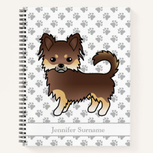 Schokolade und Tan Long Coat Chihuahua Hund & Text Notizbuch