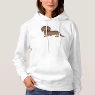 Schokolade und Tan Long Hair Dackel Cartoon Dog Hoodie