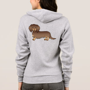 Schokolade und Tan Long Hair Dackel Cartoon Dog Hoodie
