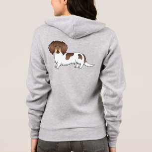 Schokolade und Tan Piebald Lange Haare Dackel Hund Hoodie