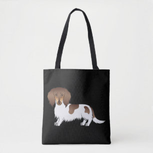 Schokolade und Tan Piebald Long Hair Dackel Hund