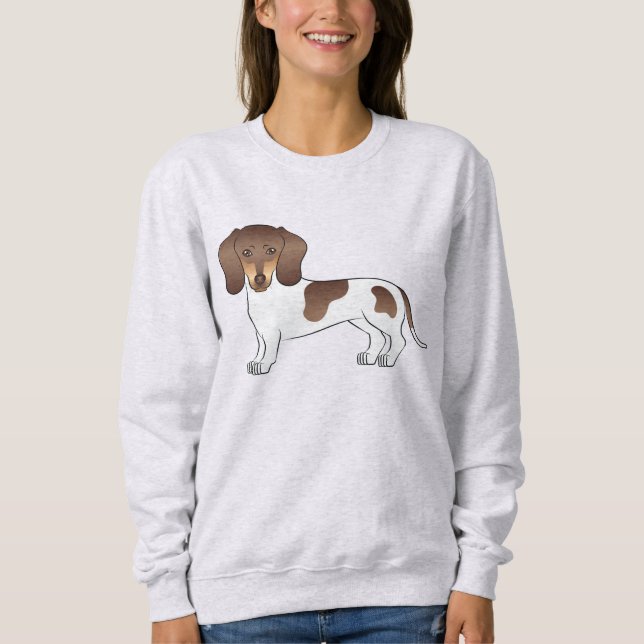 Schokolade und Tan Pied Kurze Dackel Sweatshirt (Vorderseite)