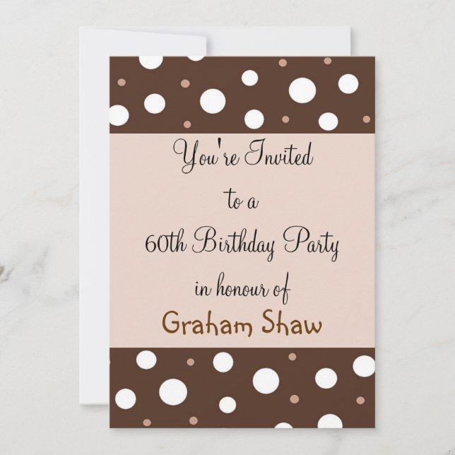 Schokolade und Vanilla 60. Geburtstag Einladung (Vorderseite)